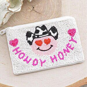 HOWDY HONEY Country Western Cowgirl Money Coin Purse Pouch Makeup Bag Wallet NEW